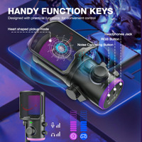 Micrófono USB FIFINE AM6 para Juegos y Streaming, Cableado Tipo C, para Grabación en Computadora, Uso Doméstico, con Efectos de Iluminación RGB
