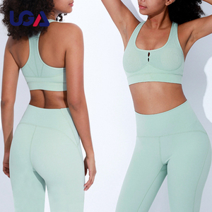 Ropa de Yoga con aguacate ligero para niñas, Sujetador deportivo calado, pantalones de Yoga con realce de trasero, conjunto deportivo de compresión forrado - Product Image 6