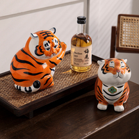 Zodiactiger Ornements Figurine de tigre en céramique pour bureau chinois et accessoires de décoration de Table d'ameublement
