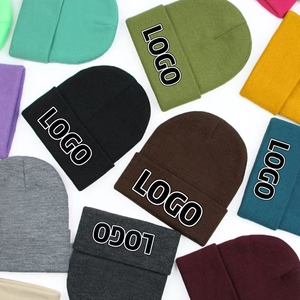 Custom embroidered logo solid color acrylic sports warm winter beanie with custom logo knitted hat warm hat