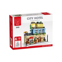 Blocs de construction d'hôtel urbain avec kit d'éclairage LED - Jouet de construction DIY, modèle de bâtiments modernes en plastique ABS