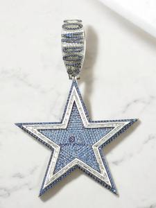 Collar con Colgante de Estrella de Moissanita Azul de Calidad Premium, Joyería Hip Hop con Brillo VVS, Chapado en Oro, Amuleto Brillante en Venta - Product Image 5