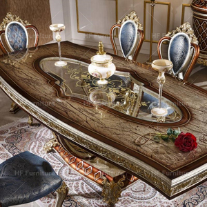 Thổ Nhĩ Kỳ Đồ Nội Thất Cổ Bàn Ăn Đặt Ưa Thích Sang Trọng Vàng Gỗ Khắc Phòng Ăn Bộ - Product Image 3