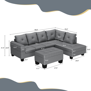 Sofás Cama OEM a Precios Bajos, Muebles de Sala Minimalistas Modernos, Sofá Reclinable Cómodo, Sofá Seccional para Sala de Estar - Product Image 6