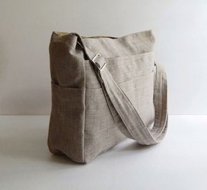 Bolsa de Mensajero de Lino de Color Natural con Volantes, Asa de Cuerda con Logotipo Personalizado, Bolsa Reutilizable y Reciclable para Uso Diario y Almacenamiento - Product Image 2