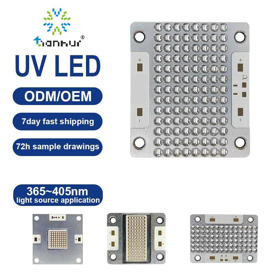 Tianhui UV LED พิมพ์หิน,ฉลากบาร์โค้ดหมึกพิมพ์หน้าจอการบ่ม COB 5145โมดูล395nm UVA LED