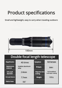 Télescope monoculaire 40X pour téléphone portable, haute magnification, HD, réglable, photo et vidéo, ensemble de télescopes, marque OEM, Guangdong - Product Image 6