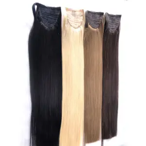 Natural Wrap Around Drawstring Ponytail 100% Virgin Human Hair Silky Straight, 100g Remy Brazilian Human Hair Ponytails