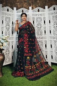 Robe de mariée en soie/coton Tassar à carreaux Azrak Akshay Sharma pour filles, écologique, séchage rapide, poids moyen, tissée, densité 6868 - Product Image 2