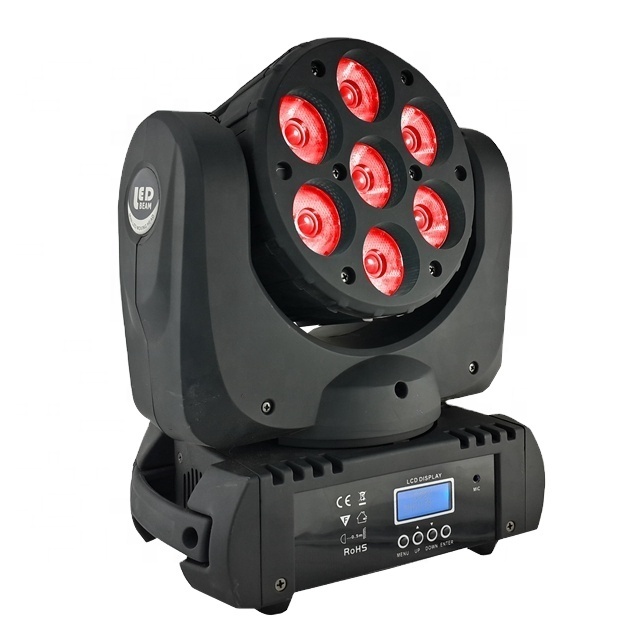 High Power Mini Led Dj Light Wash Beam Mini Moving Head/ Rgbw 7x12w/stage Dj Light