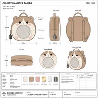 Sac à dos Ita personnalisé en forme de hamster potelé, avec breloque zippée motif graines de tournesol et doublure imprimée graines, style anime japonais, sac à bandoulière