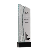 Trophée en marbre éco-responsable, trophée en cristal personnalisé de nouvelle forme avec gravure intérieure, noir et argent, récompense commémorative pour les cadres d'entreprise