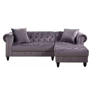 NOVA Nordic <strong>Red</strong> Velvet Chesterfield Couch Set Sectional <strong>Sofas</strong> L Shape Upholstered <strong>Corner</strong> <strong>Sofa</strong> for Living Room Furniture - Product Image 5
