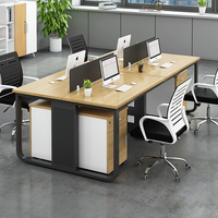 Bureau de travail pour employés, simple, moderne, rectangulaire, en bois, écologique, modulaire, avec écran de séparation, casier, cloison, bureau d'ordinateur pour employés