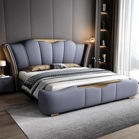 Lit de Luxe Moderne en Cuir de Designer avec Rangement – Offre Spéciale – Ensemble de Lit Blanc Crème Doux – Meuble de Chambre à Coucher avec Rangement – Cadre de Lit King Size
