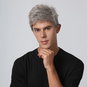 JZW <span class=keywords><strong>Perruque</strong></span> <span class=keywords><strong>courte</strong></span> droite pour hommes Perruques en cheveux synthétiques ondulés naturels <span class=keywords><strong>Perruque</strong></span> <span class=keywords><strong>blanche</strong></span> argentée pour hommes - Product Image 2