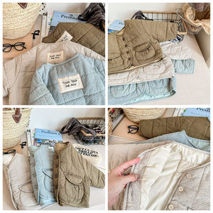 Hiver Coton matelassé chaud col en V Cardigan en coton épais velours filles manteau veste - Product Image 2