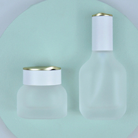 Super Offre de Septembre : Pots en Verre Transparent Dépoli Plats et Ronds pour Crème Visage, 30g, 50g, 40ml, 100ml, 120ml, avec Couvercle Blanc et Doré