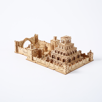 Puzzle 3D en bois en gros : Diorama de ruines antiques, modèle de construction de ruine médiévale à assembler soi-même