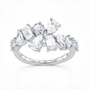 แหวนเพชรรูปลูกแพร์มรกตทรงกลมดีไซน์เนอร์สร้าง14KT เพชร VVS EF 925 10KT เงินสเตอริง18KT แหวนทอง - Product Image 6