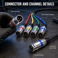 Câble multipaire XLR 4 canaux, câble de microphone XLR mâle-femelle pour table de mixage, scène, studio d'enregistrement, longueur personnalisée OEM ODM