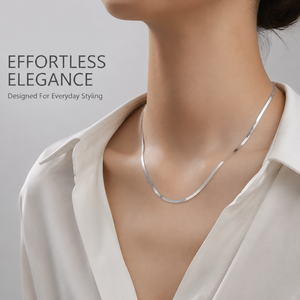 Trendy 18K Gold Plated Stainless Steel Thin Flat Herringbone <b>Chain</b> Necklace Tarnish Resistant Smooth Polished Lobster Clasp - Product Image 5