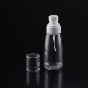 Botella de spray de loción de HDPE de 100ml de alta calidad, plástico transparente con serigrafía y cuidado personal, tapa de corona, precio bajo