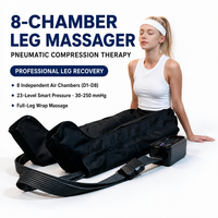 Masseur de jambes à compression d'air à 8 chambres, 23 niveaux de pression, 30 à 250 mmHg, contrôle intelligent, jambes entières