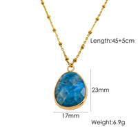 Collier pendentif en apatite pour femmes, tendance, pierres précieuses, forme de larme, collier ras du cou bohème, chaîne en acier inoxydable, bijoux de créateur, bijoux