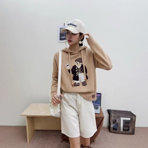 สเวตเตอร์แขนยาวของผู้ชายเสื้อสเวตเตอร์มีฮู้ดลายหมีสำหรับผู้หญิงพิมพ์ลายการ์ตูน - Product Image 6