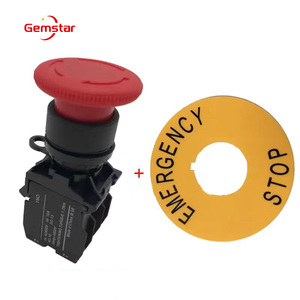 Nút dừng khẩn cấp tự khóa màu vàng 22mm Dấu hiệu dừng cảnh báo 60/40mm tùy chỉnh nhựa IP65 đánh giá tối đa 10A đẩy - Product Image 3