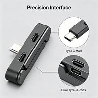 Support de téléphone portable pliable de bureau, adaptateur de charge et de données 2-en-1 double Type-C, répartiteur USB-C à angle droit pour smartphone et tablette
