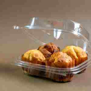 Contenedor de comida de plástico PET sin BPA reciclable desechable con bisagras de 20 oz con cúpula alta para magdalenas y magdalenas - Product Image 1