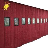 Rideau de porte d'hiver rouge imperméable en polyester/coton enduit PU pour supermarchés, grandes portes et fenêtres