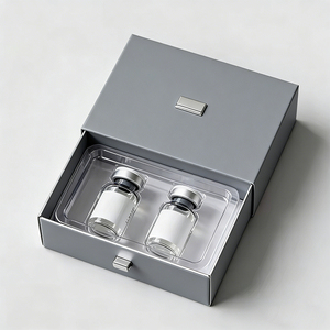 Boîte à tiroir en papier pour flacons de peptides de 2 ml et 3 ml avec étiquette, languette d'ouverture et insert en plastique - Product Image 6