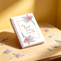 Cuaderno Espiral con Impresión Floral Personalizada a Todo Color 2026, Papel Interior Personalizable, Papelería para Regalos