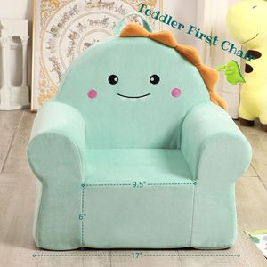 <b>Toddler</b> First Chair Soft Plush Dinosaur Sofa 9.5 In Wide Portable Kids Chair For <b>Toddlers</b> With Cute Face Design - Product Image 1