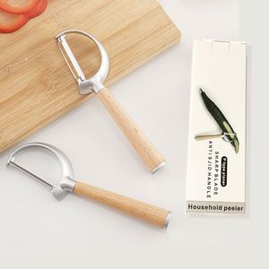 Éplucheur à légumes ergonomique en acier inoxydable avec manche en bois, éplucheurs à pommes de terre de qualité supérieure pour la cuisine - Product Image 1