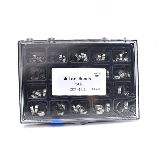 80pcs VIMEL Stainless Steel Dental Molar Plain Band Straight Orthodontic Arch Wire Bands Wm-001 Model Roth32#-41 CE Certified