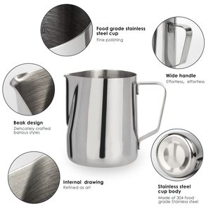 Pichet à café 450ML 350ML 600ML Pichet à mousser le <span class=keywords><strong>lait</strong></span> en acier inoxydable Tasses Pichet à café expresso <span class=keywords><strong>Barista</strong></span> Craft Pichet à mousser - Product Image 2