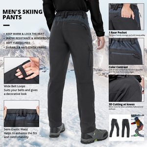 신상품 남성용 바지 방풍 방수 지퍼 포켓 Softshell 카고 바지 남성 양털 라인 겨울 하이킹 스키 바지 - Product Image 4