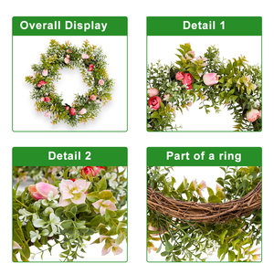 TH-73 bên ngoài quanh năm giả hoa nhựa với cành cơ sở tròn treo nhân tạo mùa xuân mùa hè cây xanh Vòng Hoa - Product Image 5