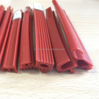 Joint d'étanchéité en caoutchouc silicone personnalisé OEM, tête de champignon rouge, pour service de découpe de bord de verre de porte de four
