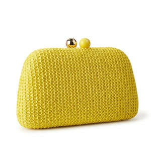 Pochette de soirée en paille tressée avec fermoir à <span class=keywords><strong>double</strong></span> perle, idéale pour mariages, fêtes, tenues de cérémonie, sac à main, sac de soirée, tendance - Product Image 1