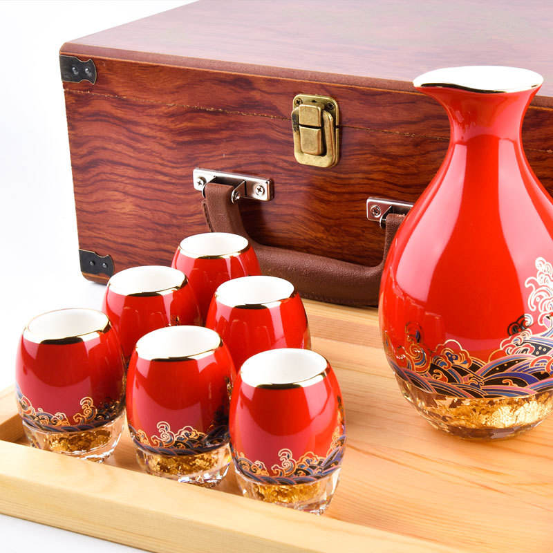Ceramic wine gift box chinese red