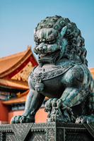 Statue de Lion en Bronze moulé, cm, soldats chinois