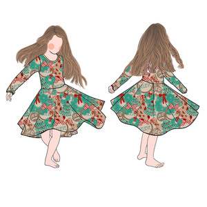 Cd-5-3 3-7 Días para Personalización Rápida de Vestidos Estampados para Niñas con Manga Larga, Vestido de Algodón para Bebés y Niñas Pequeñas - Product Image 2