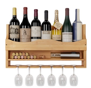 Portabottiglie <span class=keywords><strong>da</strong></span> <span class=keywords><strong>Parete</strong></span> in Bambù, Supporto per Bottiglie di Vino in Legno - Product Image 3