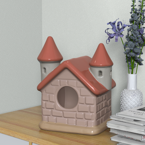 Groothandel Mode Feeëntuin Keramische Vogelhuisjes Kasteelvorm OEM ODM Milieuvriendelijk Alle Seizoenen Buiten Nestkast Decoratief - Product Image 6