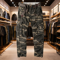 Pantalon cargo vintage vert en toile 100% coton camouflage woodland, OEM/ODM, logo personnalisé, pantalon d'inspiration militaire pour la marque
